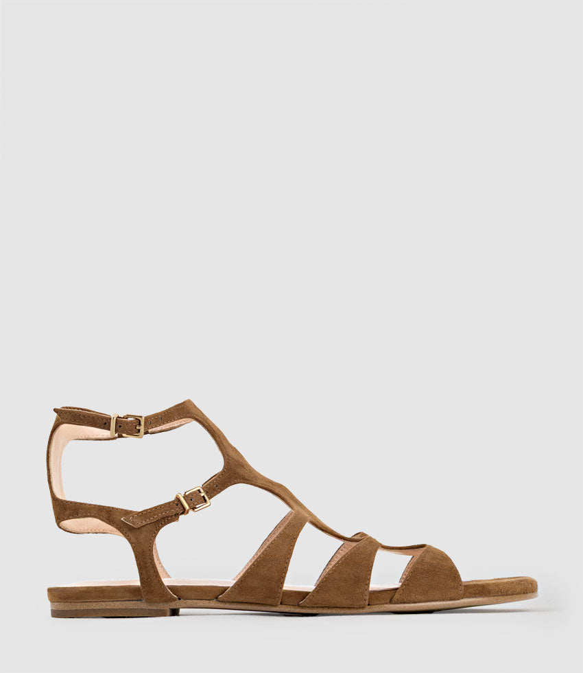 SCION Gladiator Sandal in Tan Suede - Edward Meller