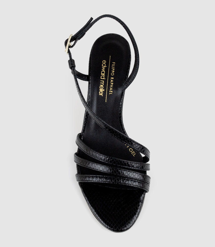 SEDAI70 Strappy Sandal in Black Snake - Edward Meller