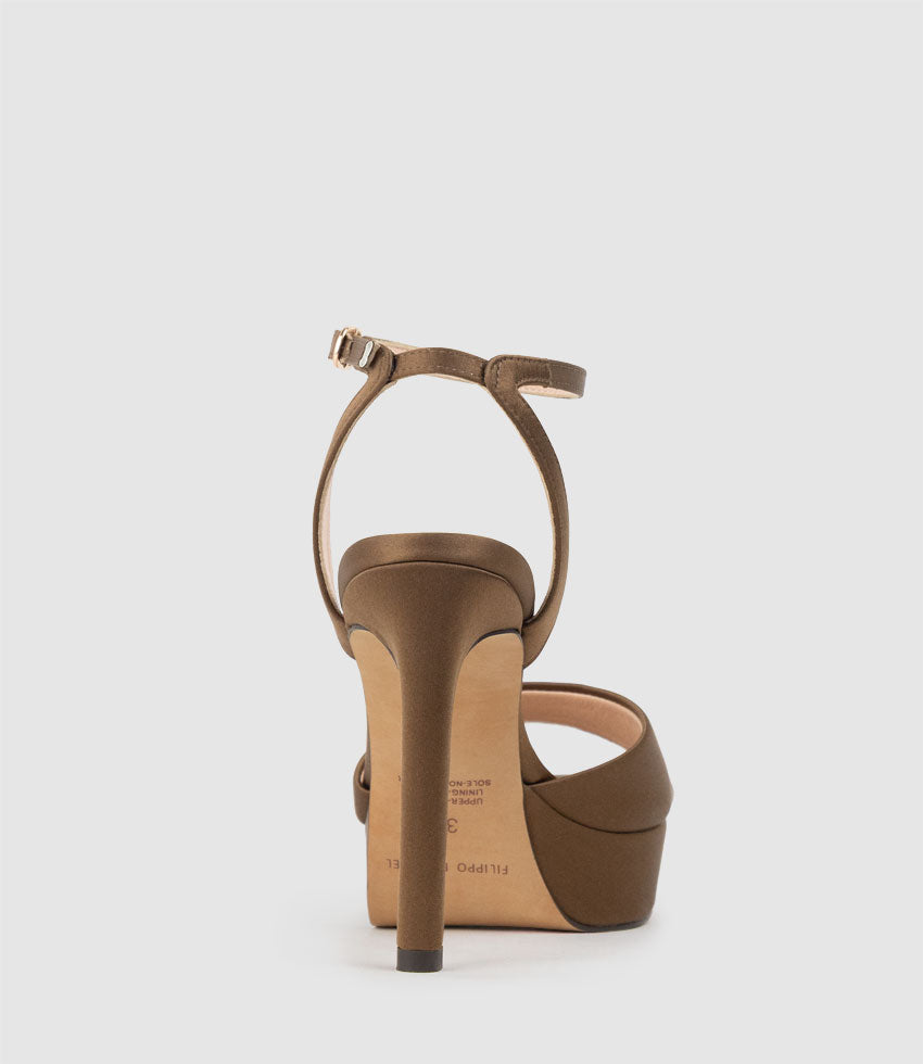 SELMA110 Open Toe Platform Sandal in Bronze Silk - Edward Meller