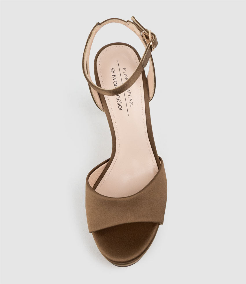 SELMA110 Open Toe Platform Sandal in Bronze Silk - Edward Meller