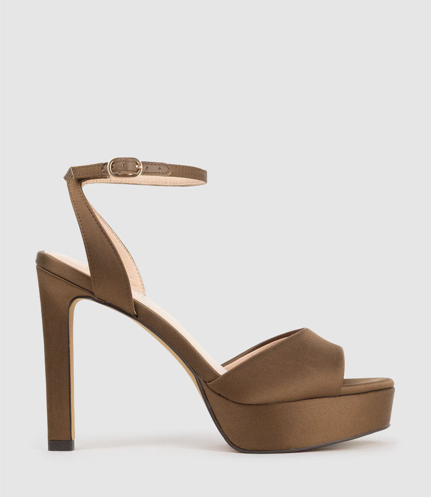 SELMA110 Open Toe Platform Sandal in Bronze Silk - Edward Meller