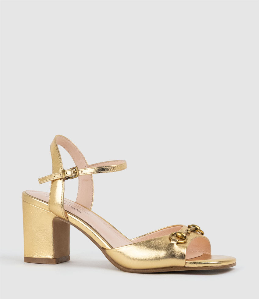 SETRA65 Sandal with Horsebit in Aged Gold - Edward Meller
