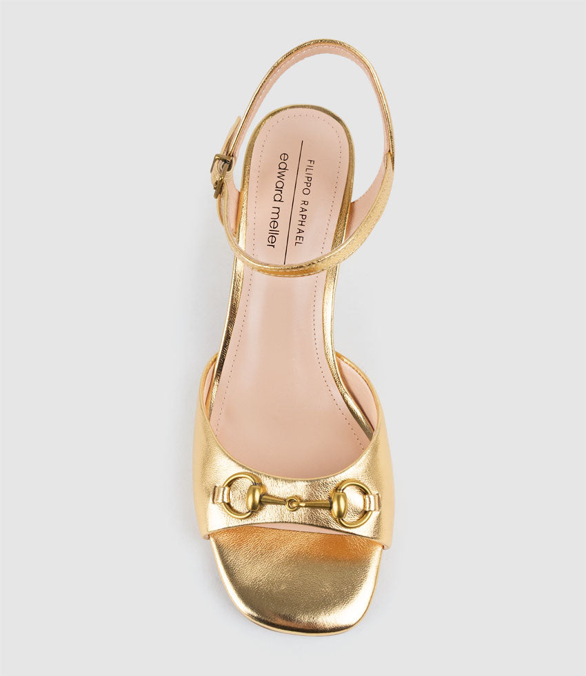 SETRA65 Sandal with Horsebit in Aged Gold - Edward Meller