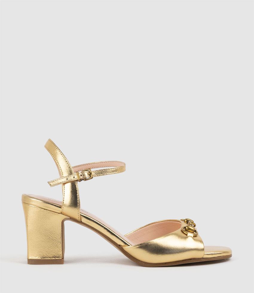 SETRA65 Sandal with Horsebit in Aged Gold - Edward Meller