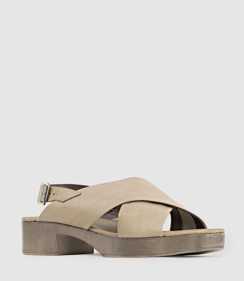 SHALE Crossover Sandal on Unit in Taupe