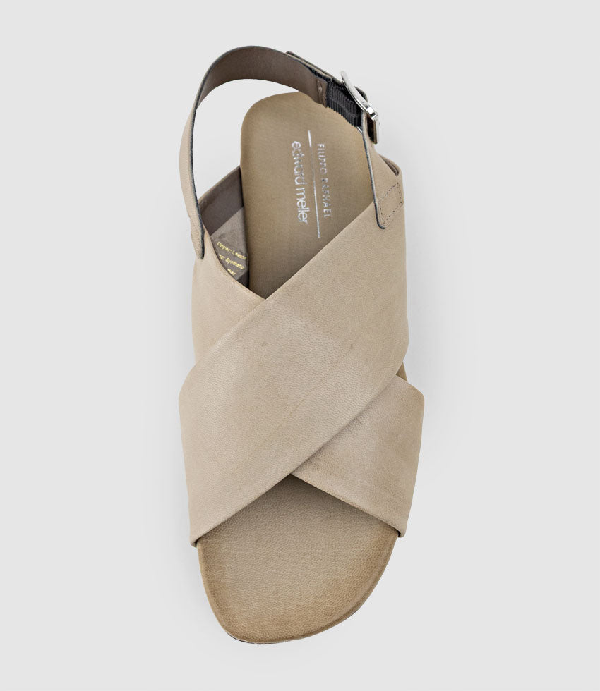 SHALE Crossover Sandal on Unit in Taupe