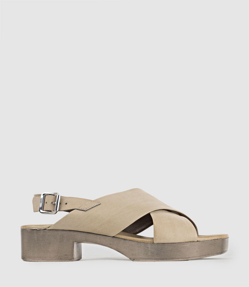 SHALE Crossover Sandal on Unit in Taupe