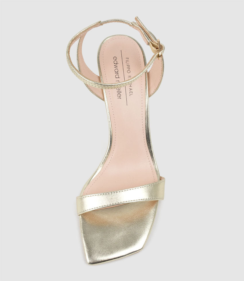 SHANIA90 Single Strap Sandal on Wedge in Pale Gold - Edward Meller