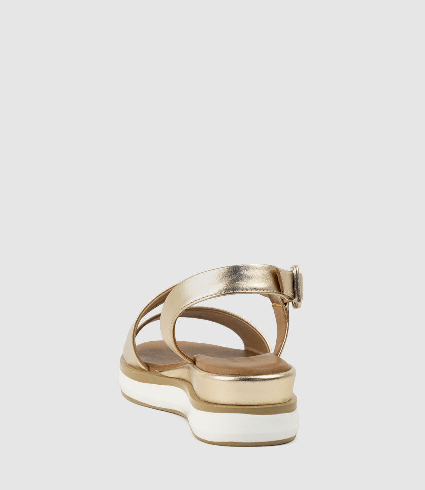 SHONA Asymmetrical Sandal on Unit in Gold - Edward Meller