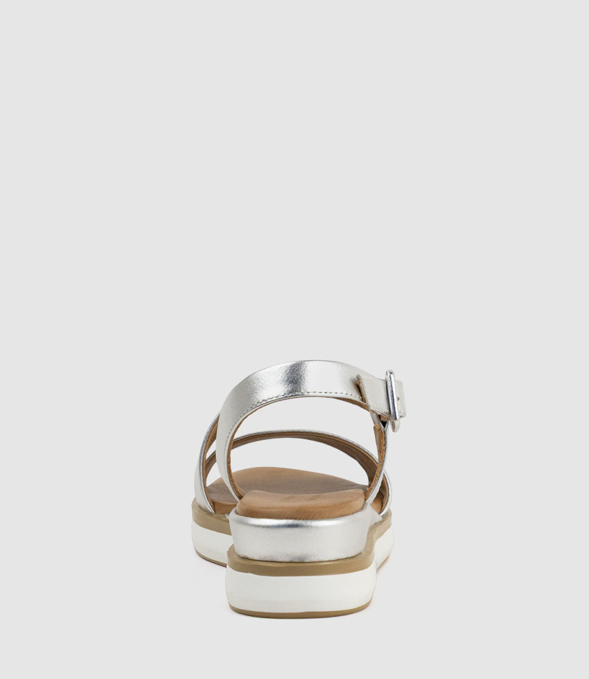 SHONA Asymmetrical Sandal on Unit in Silver - Edward Meller