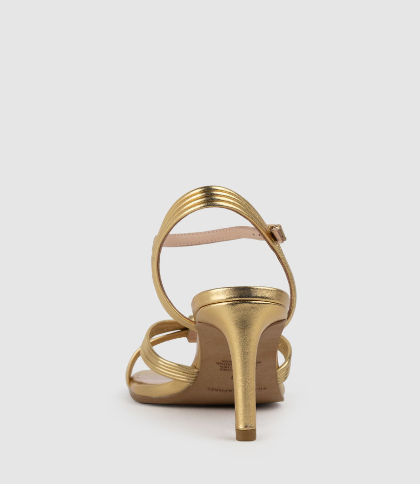 SIARA75 Gathered Knot Sandal in Aged Gold