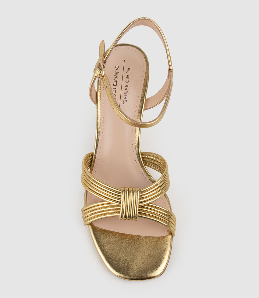 SIARA75 Gathered Knot Sandal in Aged Gold
