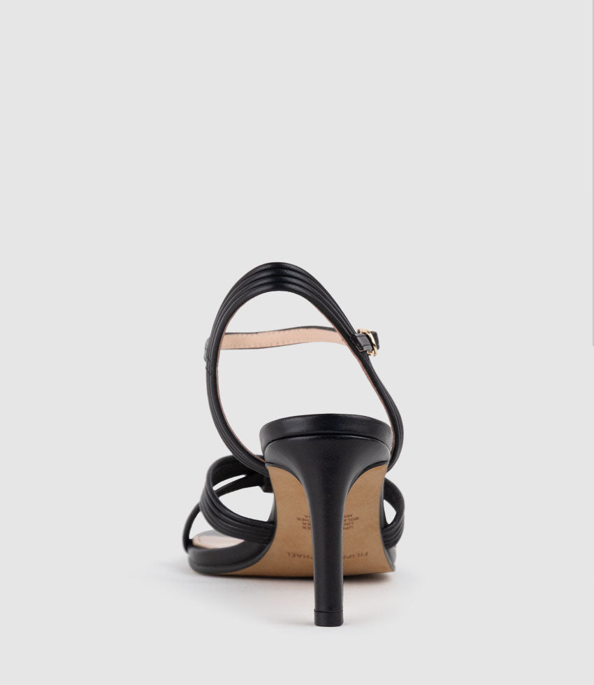 SIARA75 Gathered Knot Sandal in Black