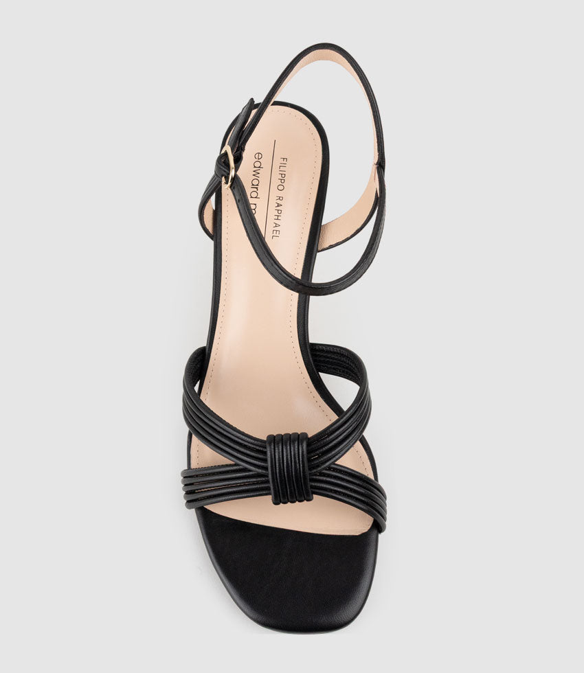 SIARA75 Gathered Knot Sandal in Black