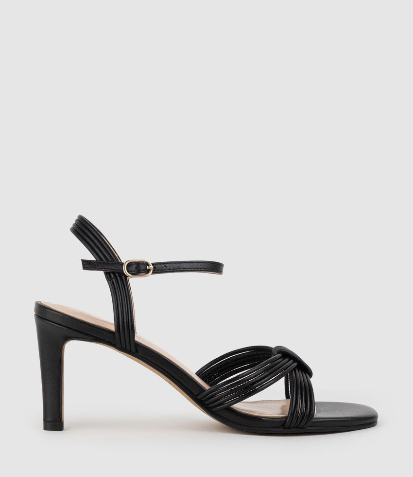 SIARA75 Gathered Knot Sandal in Black