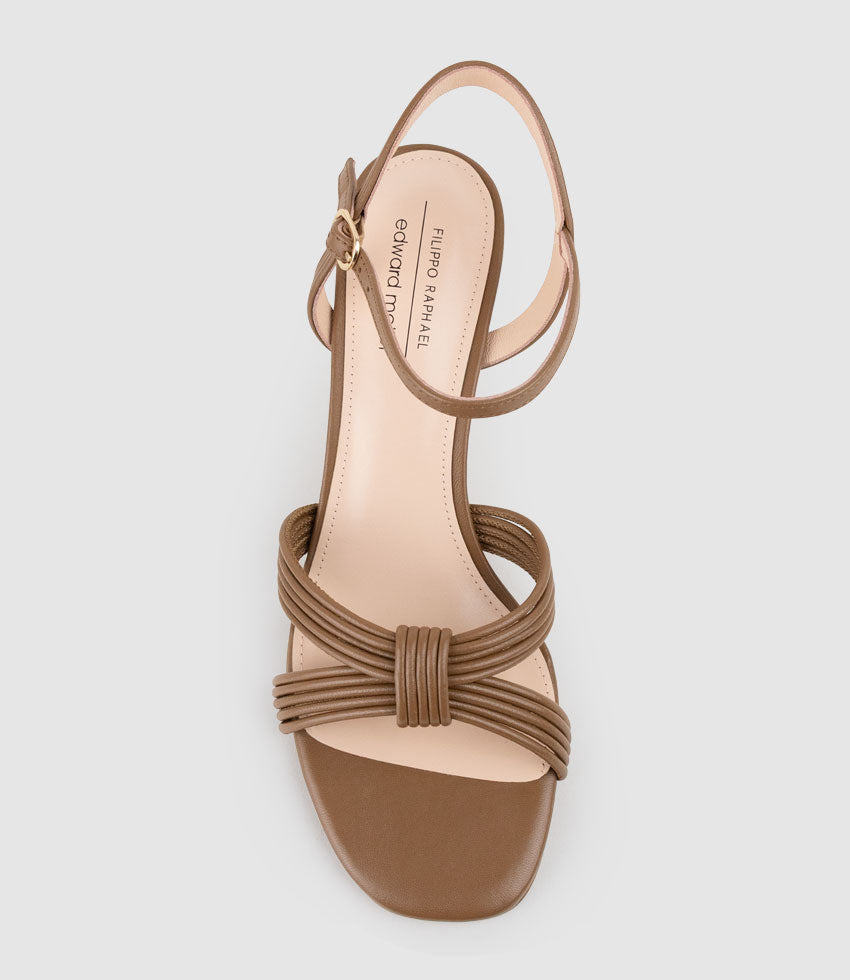 SIARA75 Gathered Knot Sandal in Tan
