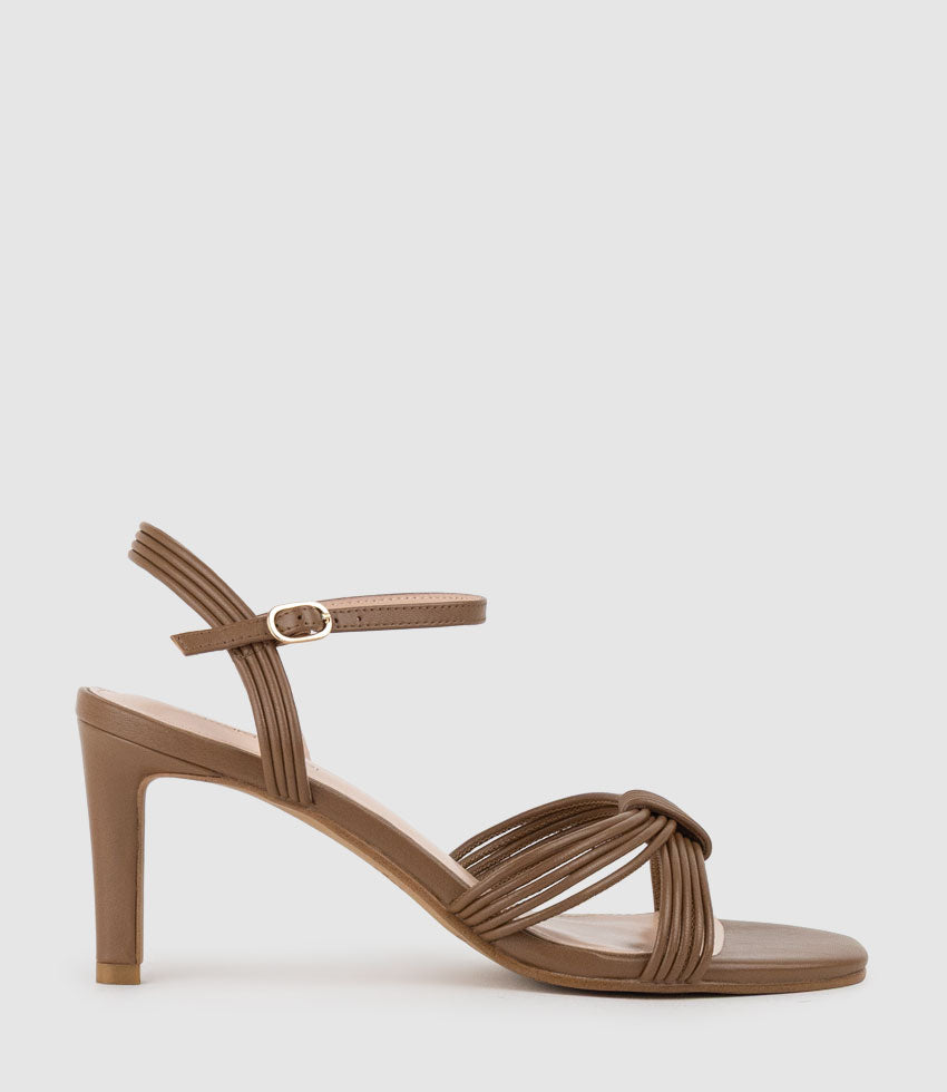 SIARA75 Gathered Knot Sandal in Tan