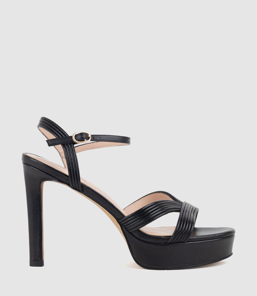 SIERRA110 Tubed V Front Platform Sandal in Black - Edward Meller