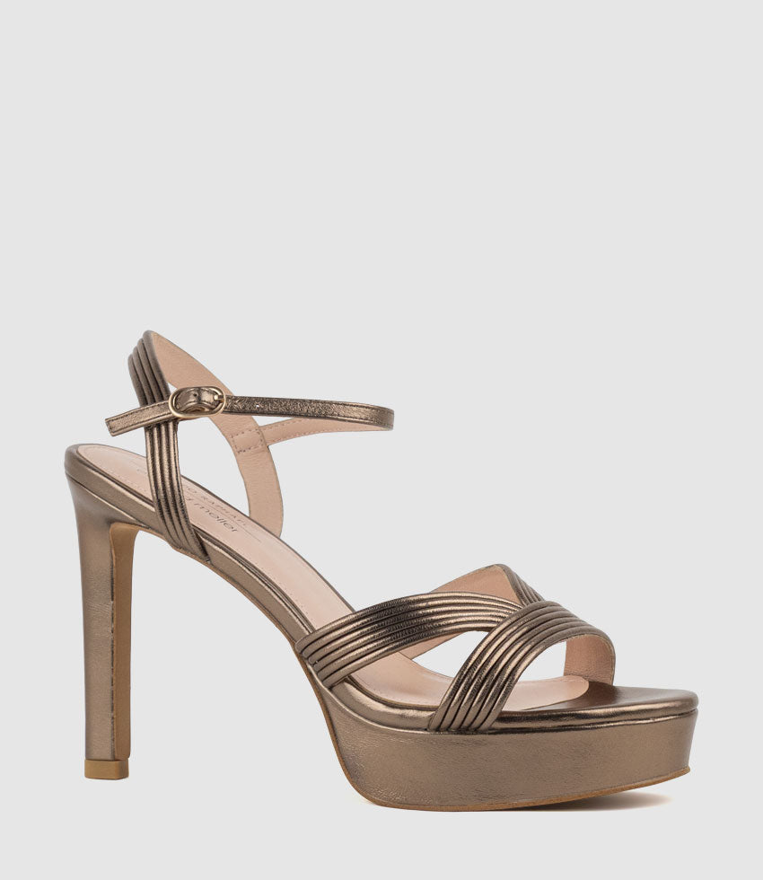 SIERRA110 Tubed V Front Platform Sandal in Bronze - Edward Meller