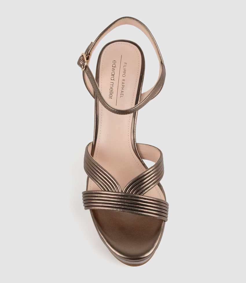 SIERRA110 Tubed V Front Platform Sandal in Bronze - Edward Meller