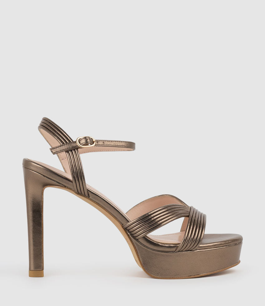 SIERRA110 Tubed V Front Platform Sandal in Bronze - Edward Meller