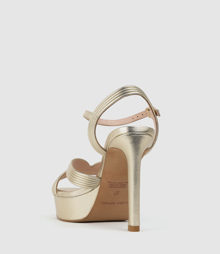 SIERRA110 Tubed V Front Platform Sandal in Palegold - Edward Meller
