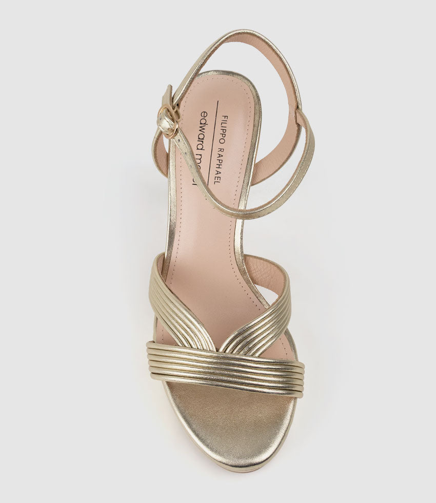 SIERRA110 Tubed V Front Platform Sandal in Palegold - Edward Meller