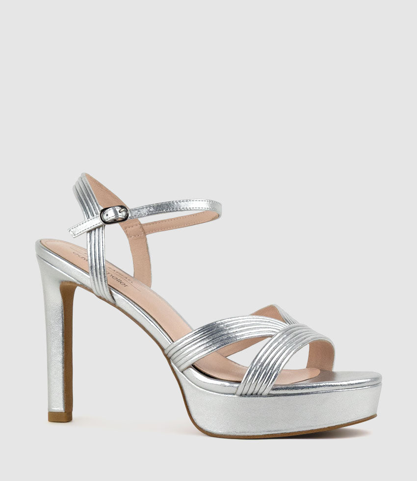 SIERRA110 Tubed V Front Platform Sandal in Silver - Edward Meller
