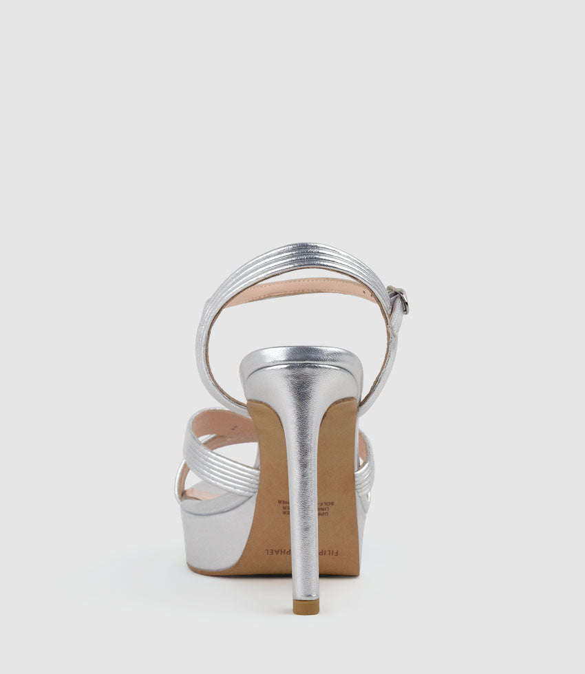 SIERRA110 Tubed V Front Platform Sandal in Silver - Edward Meller