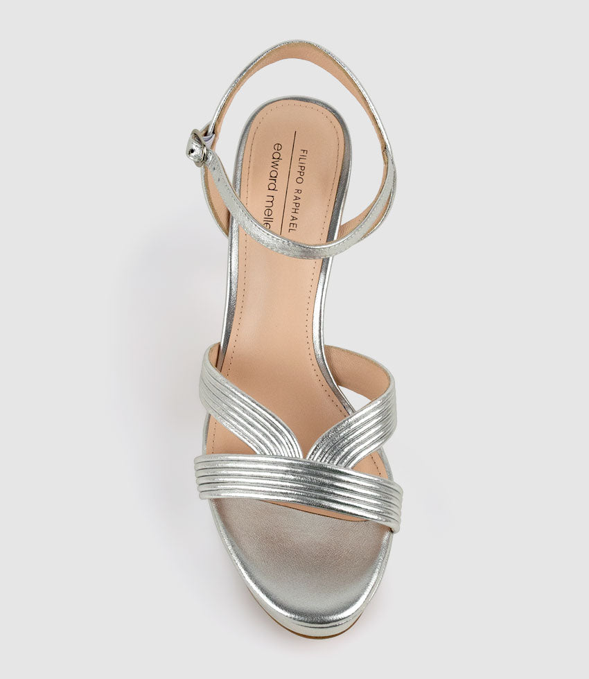 SIERRA110 Tubed V Front Platform Sandal in Silver - Edward Meller