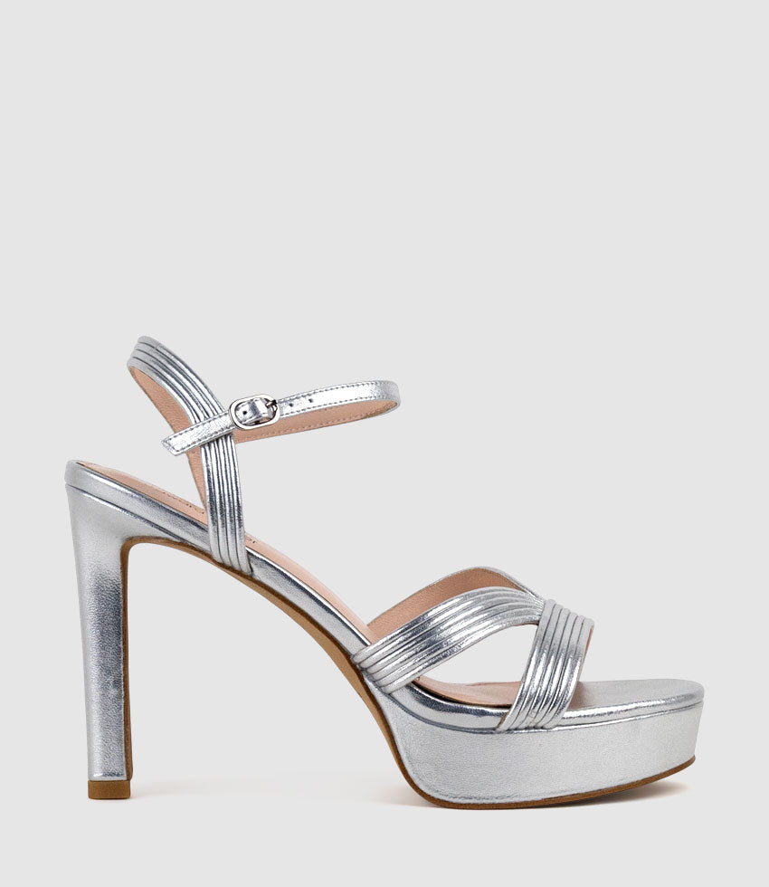 SIERRA110 Tubed V Front Platform Sandal in Silver - Edward Meller