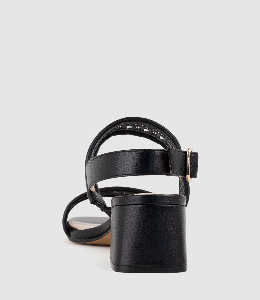 SIMONE50 Two Strap Weave Sandal in Black