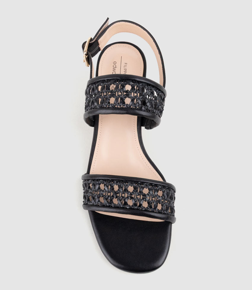 SIMONE50 Two Strap Weave Sandal in Black
