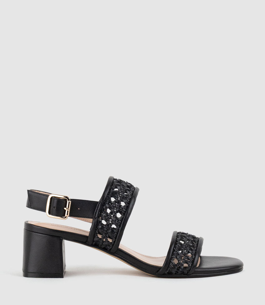 SIMONE50 Two Strap Weave Sandal in Black