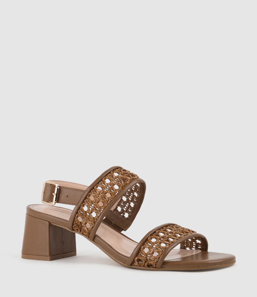 SIMONE50 Two Strap Weave Sandal in Tan