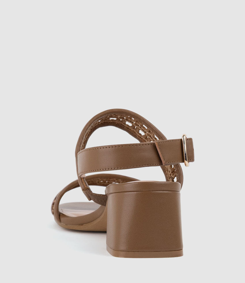 SIMONE50 Two Strap Weave Sandal in Tan