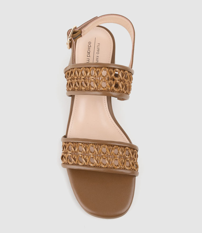 SIMONE50 Two Strap Weave Sandal in Tan
