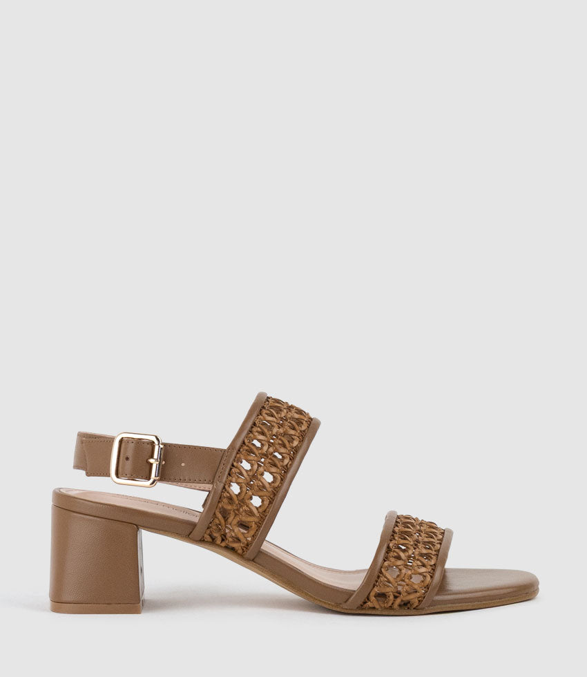 SIMONE50 Two Strap Weave Sandal in Tan