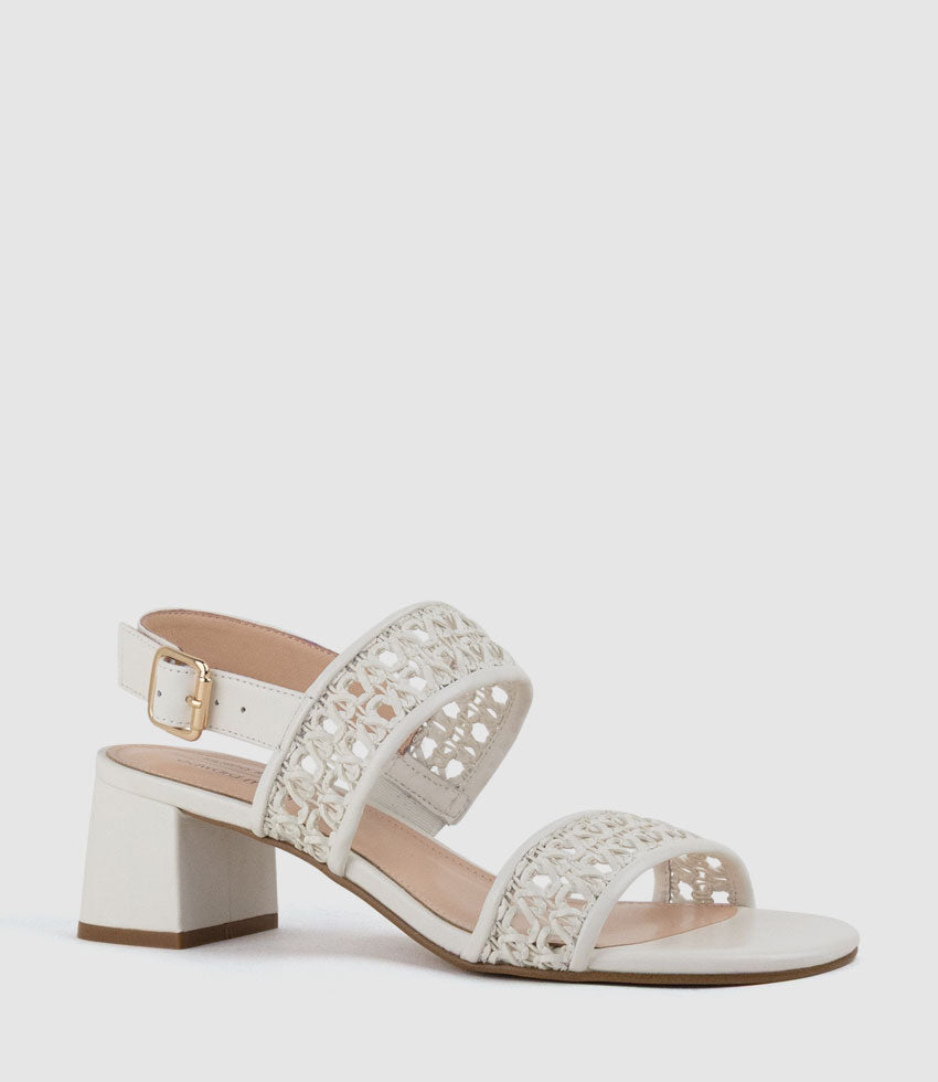 SIMONE50 Two Strap Weave Sandal in White