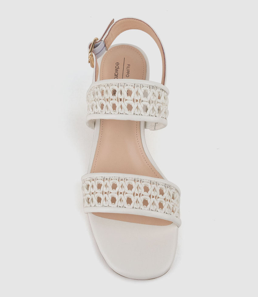 SIMONE50 Two Strap Weave Sandal in White