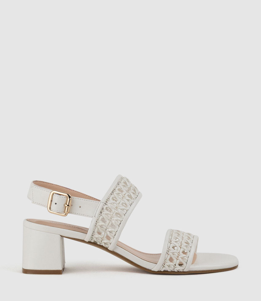 SIMONE50 Two Strap Weave Sandal in White