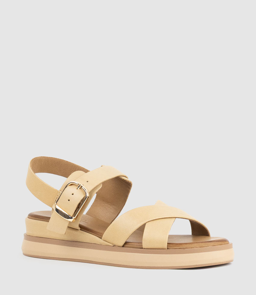 SLAIN Crossover Sandal with Buckle on Unit in Beige - Edward Meller