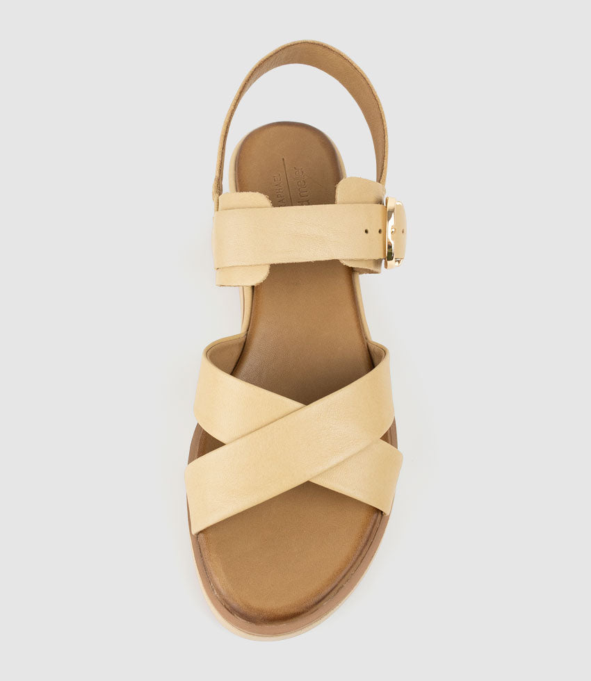 SLAIN Crossover Sandal with Buckle on Unit in Beige - Edward Meller
