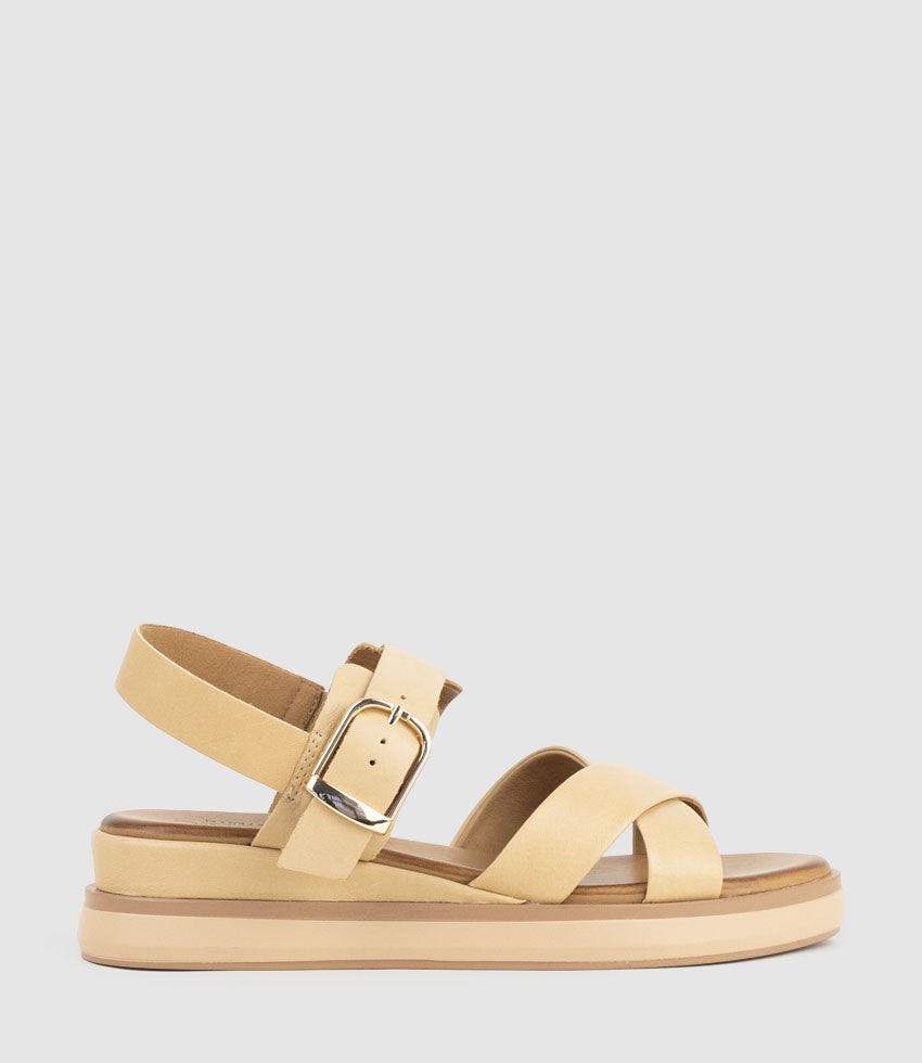SLAIN Crossover Sandal with Buckle on Unit in Beige - Edward Meller
