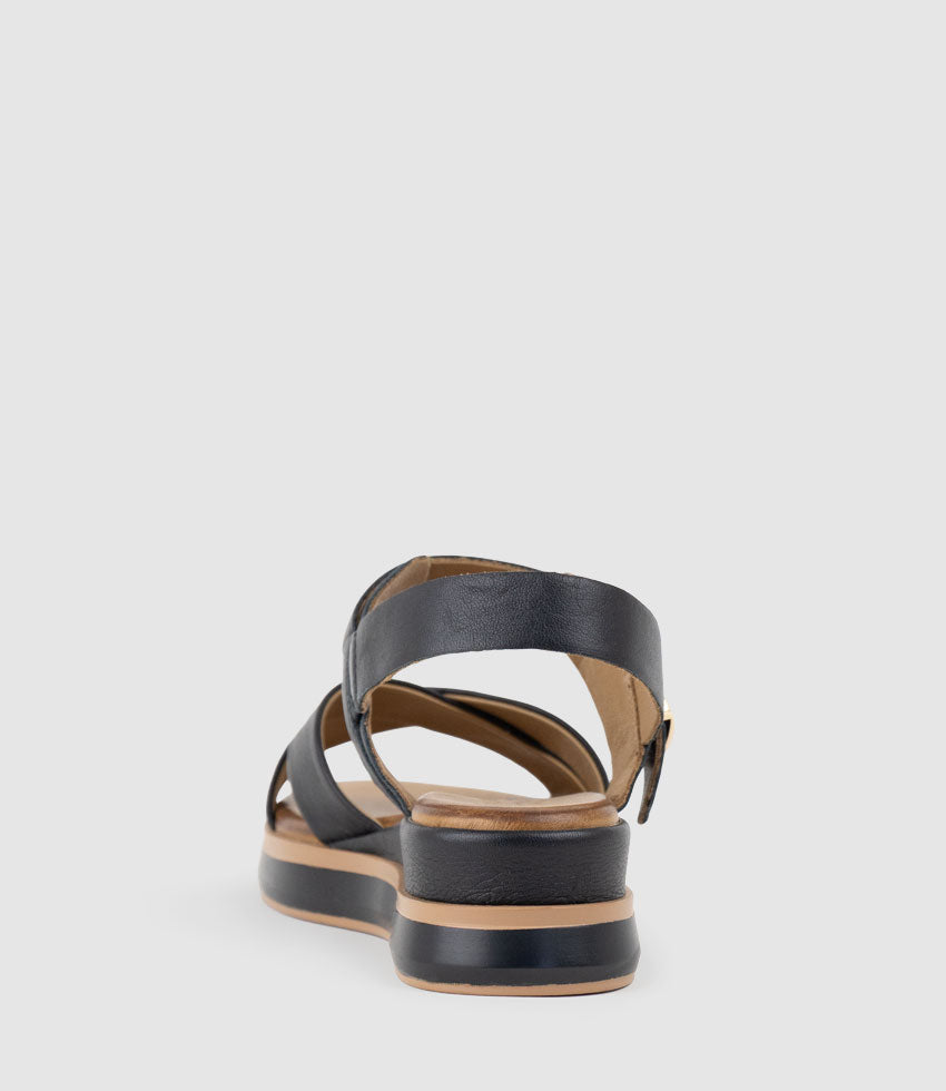 SLAIN Crossover Sandal with Buckle on Unit in Black - Edward Meller