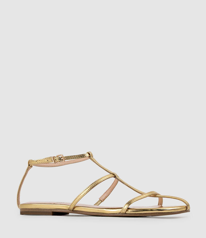 SOLACE Fine Strap Sandal in Aged Gold - Edward Meller