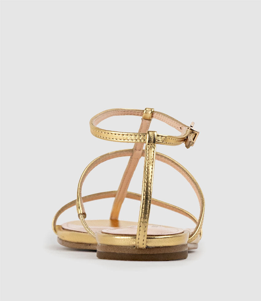 SOLACE Fine Strap Sandal in Aged Gold - Edward Meller