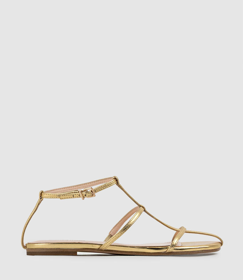 SOLACE Fine Strap Sandal in Aged Gold - Edward Meller