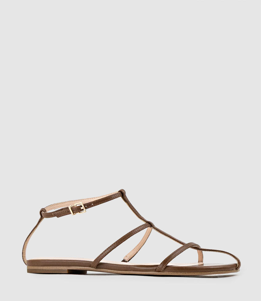 SOLACE Fine Strap Sandal in Brandy - Edward Meller