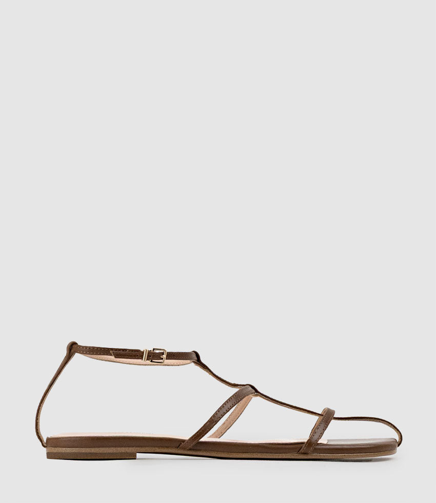 SOLACE Fine Strap Sandal in Brandy - Edward Meller